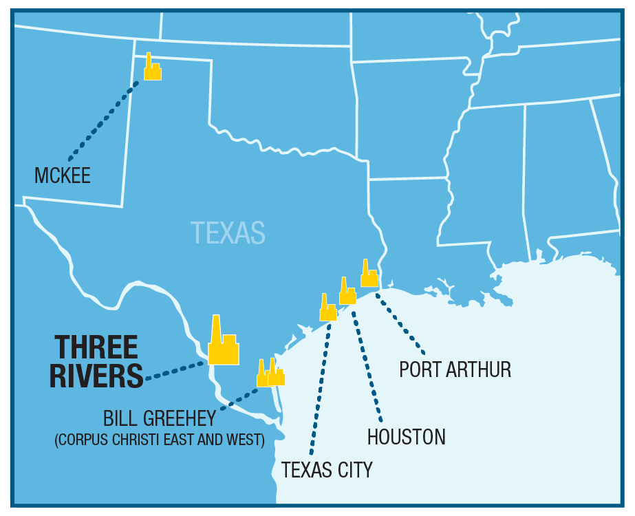 Three Rivers Oil Refinery Locations Valero